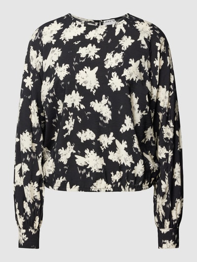 Jake*s Casual Blouseshirt van viscosemix met all-over motief Zwart - 2