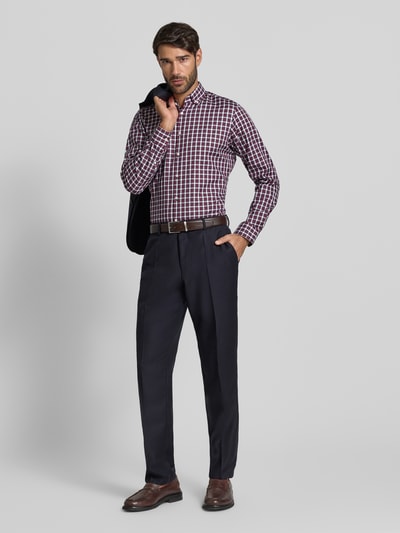 Jake*s Regular Fit Businesshemd aus Baumwolle Dunkelrot 1