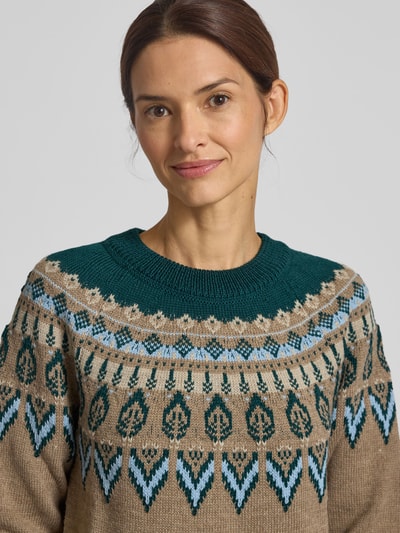 Dale of Norway Sweter z wełny z norweskim wzorem model ‘SULA’ Camel 3