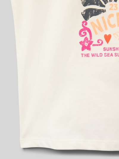 Garcia T-Shirt aus Baumwoll-Kaschmir-Mix mit Rundhalsausschnitt Weiss 2