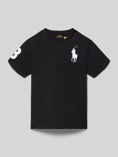 Produktfoto, Regular Fit T-Shirt aus reiner Baumwolle von Polo Ralph Lauren Teens, Optik: Unifarben, Logo-Stitching, Kurzarm, reine Baumwolle