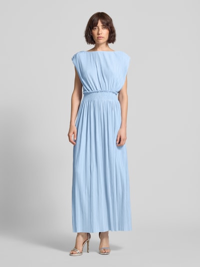 ICHI Maxikleid mit Plisseefalten und rückseitiger Schnürung Hellblau 4