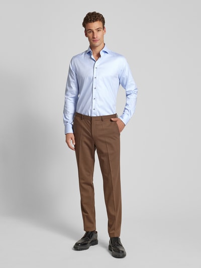 Profuomo Slim fit zakelijk overhemd met haaikraag, model 'Cutaway' Bleu - 1