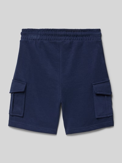 Productfoto, Straight Fit Shorts mit Cargo-Taschen van Blue Seven in effen donkerblauw katoen, elastische tailleband met tunnelkoord, kindermaat