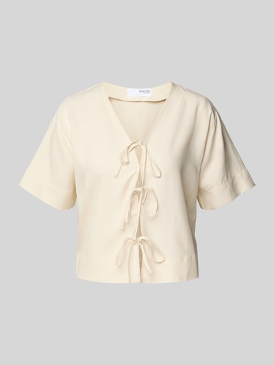 Selected Femme Bluzka z wiązaniem model ‘NATUK’ Złamany biały 2