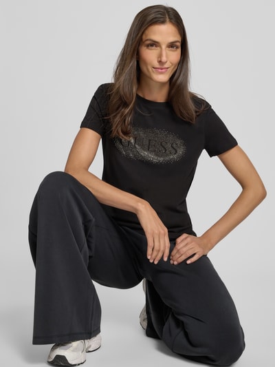 Guess Activewear T-shirt met labeldetail, model 'INGRID' Zwart - 3