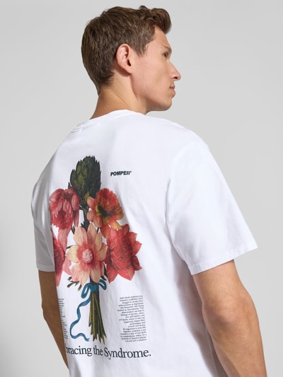 POMPEII BRAND T-Shirt mit Label-Print Weiss 3