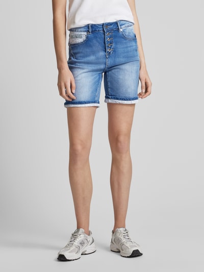 Blue Monkey Straight leg korte jeans met contrastgarnering, model 'ALEXIS' Lichtblauw - 4