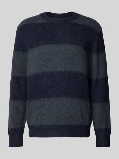 Wood Wood Gebreide pullover met ribboorden, model 'Levi' Marineblauw - 2