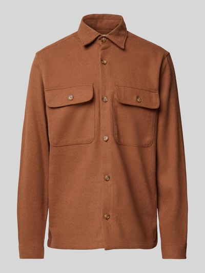 Jack & Jones Premium Comfort Fit Hemdjacke mit Brustpattentaschen Modell 'RAYMOND' Cognac 2