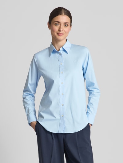 Lauren Ralph Lauren Slim fit overhemdblouse met logostitching, model 'JAMELKO' Lichtblauw - 4