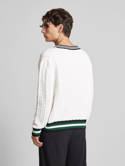 On Vacation Gebreide pullover met kabelpatroon, model 'Retro Italia' Offwhite - 5