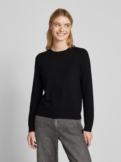 s.Oliver RED LABEL Cropped Strickpullover aus Viskose-Mix mit geripptem Rundhalsausschnitt Black 4