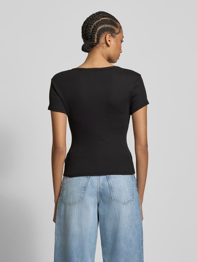 Tommy Jeans T-Shirt mit kurzer Knopfleiste Black 5