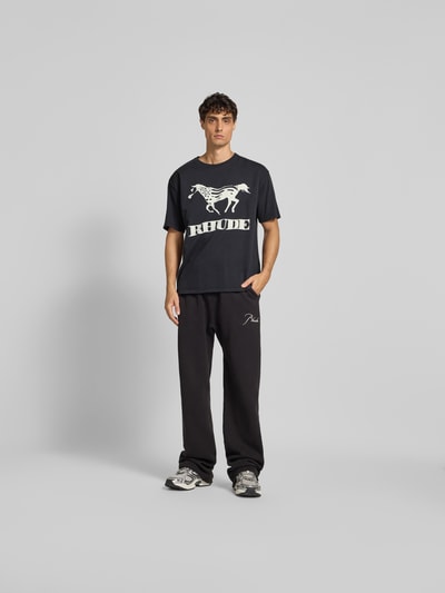 RHUDE T-Shirt mit Label-Print Black 1