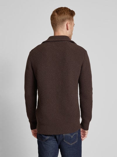 SELECTED HOMME Gebreide pullover met ribboorden, model 'LAND' Donkerbruin - 5