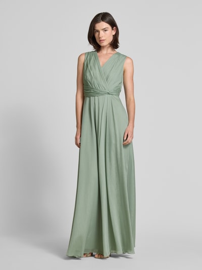 Christian Berg Cocktail Abendkleid in Wickel-Optik Khaki Melange 4