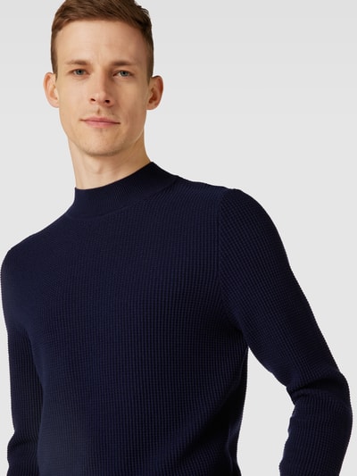 BOSS Gebreide pullover met opstaande kraag, model 'Opale' Marineblauw - 3