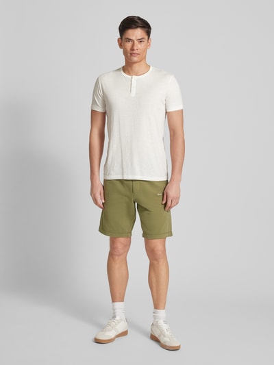 Marc O'Polo Regular fit sweatshorts met tunnelkoord Olijfgroen - 1