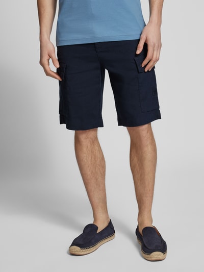 BOSS Orange RElaxed fit korte cargobroek met riemlussen, model 'Sisla' Marineblauw - 4
