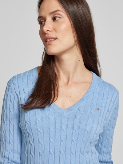 Gant Strickpullover mit Label-Stitching Hellblau 3