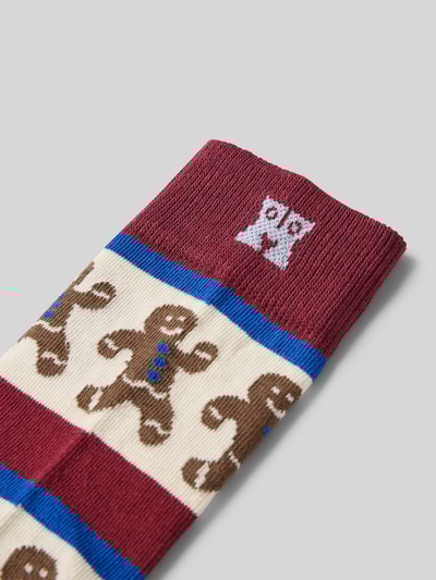 Happy Socks Sokken met een all-over look model 'Gingerbread Stripe' Bordeaux - 2