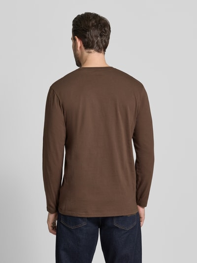 RAGMAN Shirt met lange mouwen en geribde ronde hals Donkerbruin - 5