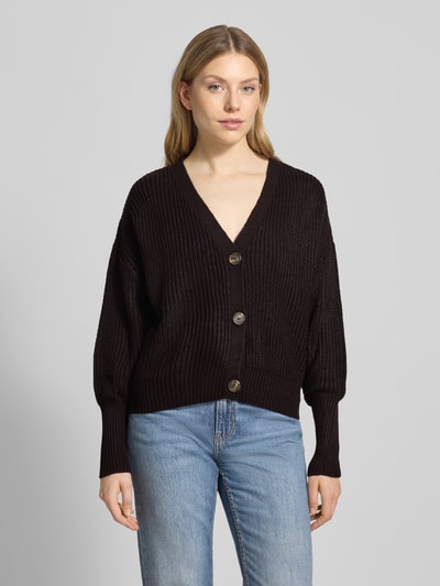 Vero Moda Regular fit gebreid jack met sierknopen, model 'LEA' Zwart - 4