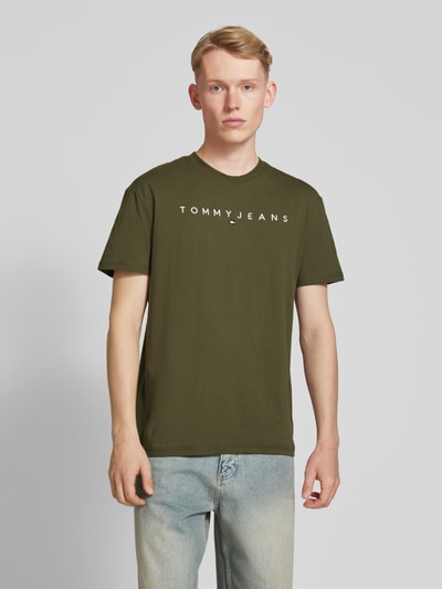 Tommy Jeans T-Shirt mit Label-Print Oliv 4