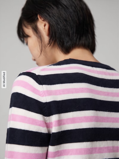 Jake*s Casual Regular Fit Pullover mit gestreiften Muster Dunkelblau 3
