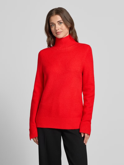 Jake*s Casual Rollkragenpullover mit geripptem Stehkragen Kirsche 4