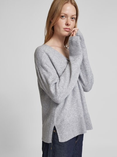 Tom Tailor Denim Pullover mit V-Ausschnitt Hellgrau Melange 3