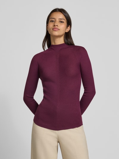 BOSS Golf o kroju regular fit z czystej, żywej wełny model ‘FOLIORA’ Bordowy 4