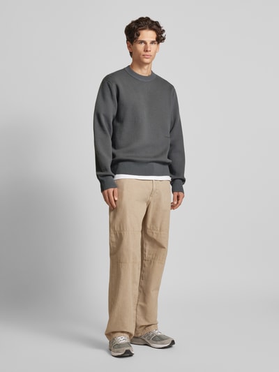 Jack & Jones Sweter z dzianiny z nadrukiem z logo model ‘VESTERBRO’ Antracytowy 1