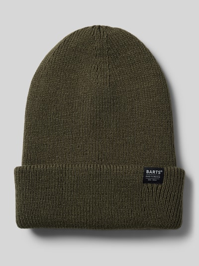 Barts Beanie met labeldetail, model 'KINABALU' Olijfgroen - 1