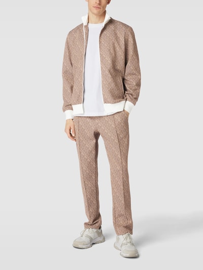 MCNEAL Sweatjacke mit Allover-Muster Modell 'CLAUDE' Haselnuss Braun 1