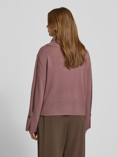 COMMA Sweter z dzianiny o kroju loose fit z mieszanki wełny z golfem Fiołkoworóżowy 5