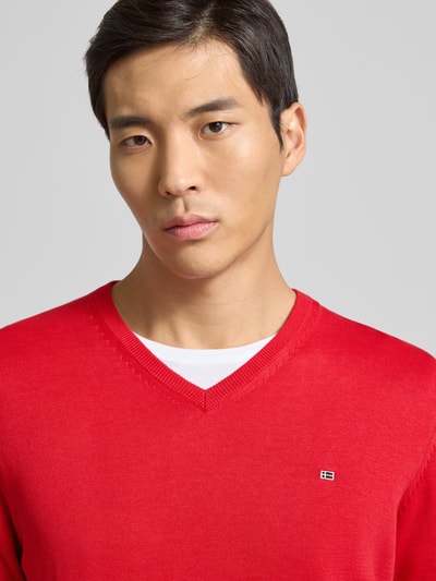 Christian Berg Men Gebreide pullover met V-hals Rood - 3