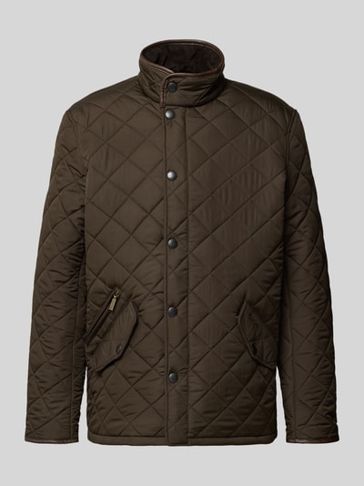 Produktfoto, Steppjacke mit Rautensteppung Modell 'POWELL' von Barbour in Unifarben mit Rautenmuster, Stehkragen, seitlichen Eingrifftaschen