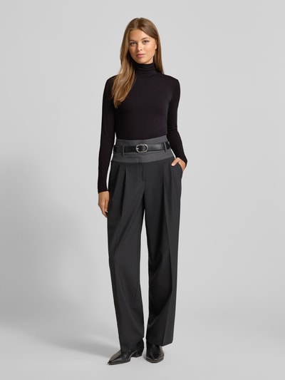 Weekend Max Mara Regular Fit Langarmshirt aus Viskose-Mix Modell 'MULTIF' Black 1