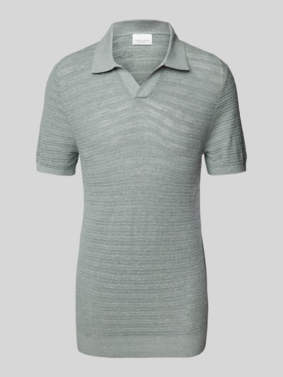 Profuomo Slim fit poloshirt met V-hals Lichtgroen - 2