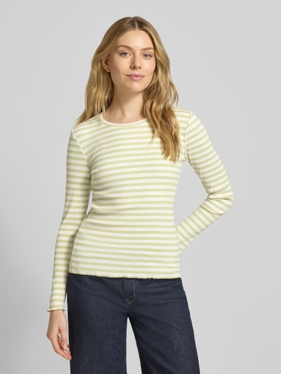 Selected Bluzka z długim rękawem o kroju slim fit z mieszanki bawełny ekologicznej model „ANNA” Trzcinowy 4