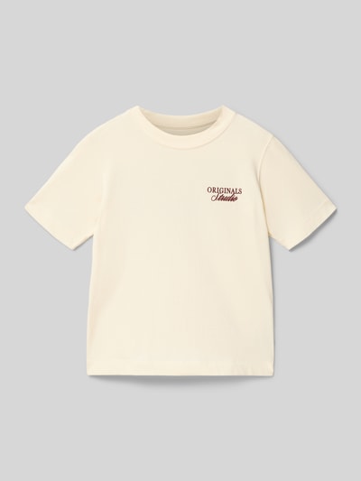 Produktfoto, Regular Fit T-shirt met statementprint model 'Bro' van Jack & Jones, puur katoen, ronde hals, ruglengte maat 140: 50 cm