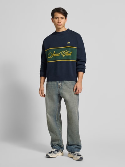 PROHIBITED Gebreide pullover met ronde hals Marineblauw - 1