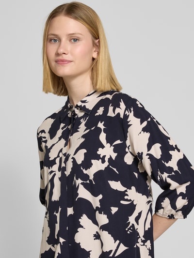 comma Bluse aus Viskose mit 3/4-Arm und verdeckter Knopfleiste Marine 3