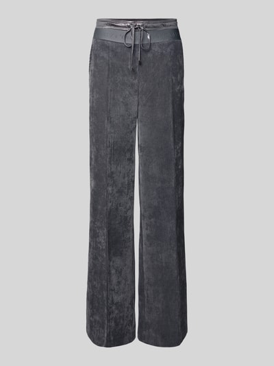 Cambio Loose fit korte corduroy broek met bandplooien, model 'AVA DOUBLE JOGG' Rookblauw - 2