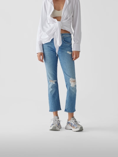 Mother Low Rise Jeans im Flared Cut Dunkelblau 4