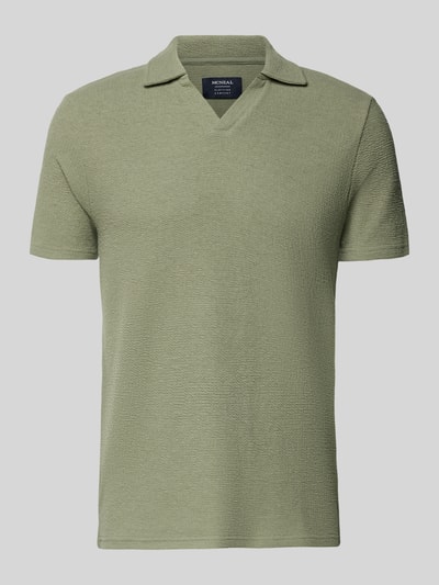Produktfoto, Regular Fit Poloshirt aus Baumwoll-Mix von MCNEAL in hellem Grün, Waffle-Piqueé, Kurzarm, Umlegekragen, strukturierte Textur