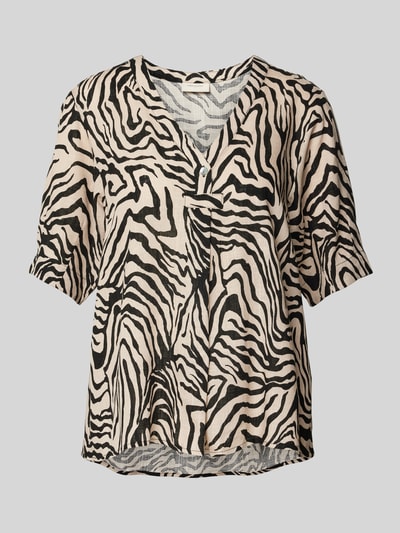 FREE/QUENT Bluzka o kroju slim fit z dekoltem w serek model ‘Larin’ Beżowy 2