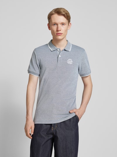 Blend Regular fit poloshirt met ribboorden, model 'NATE' Marineblauw - 4
